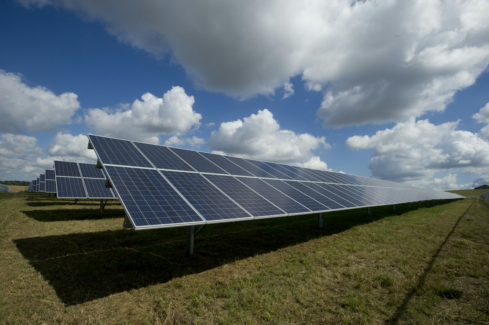 Battery storage installation beside solar array